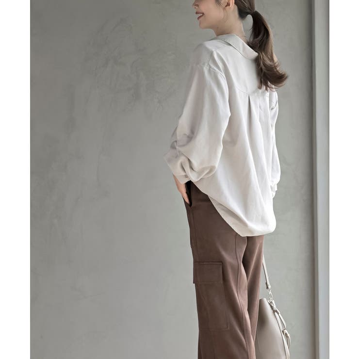 変形袖タックピーチ起毛スキッパーブラウス | rps | 詳細画像19 