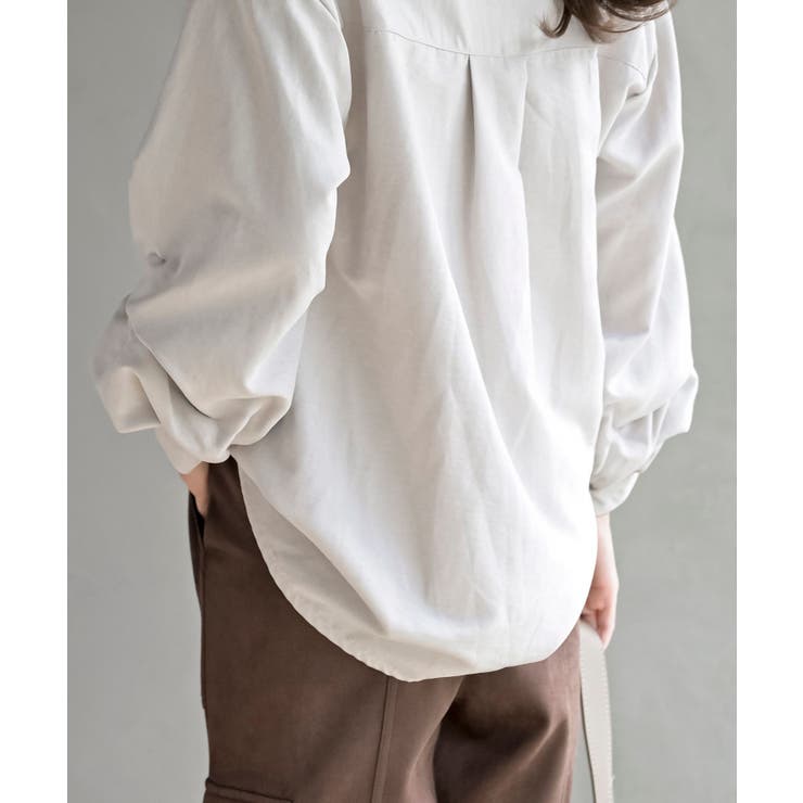 変形袖タックピーチ起毛スキッパーブラウス | rps | 詳細画像23 