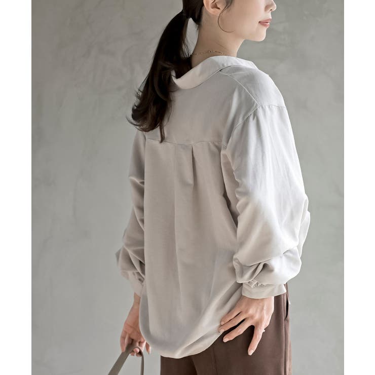 変形袖タックピーチ起毛スキッパーブラウス | rps | 詳細画像24 