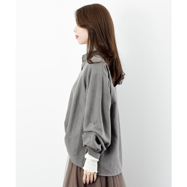 変形袖タックピーチ起毛スキッパーブラウス | rps | 詳細画像26 