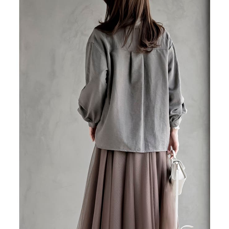 変形袖タックピーチ起毛スキッパーブラウス | rps | 詳細画像4 