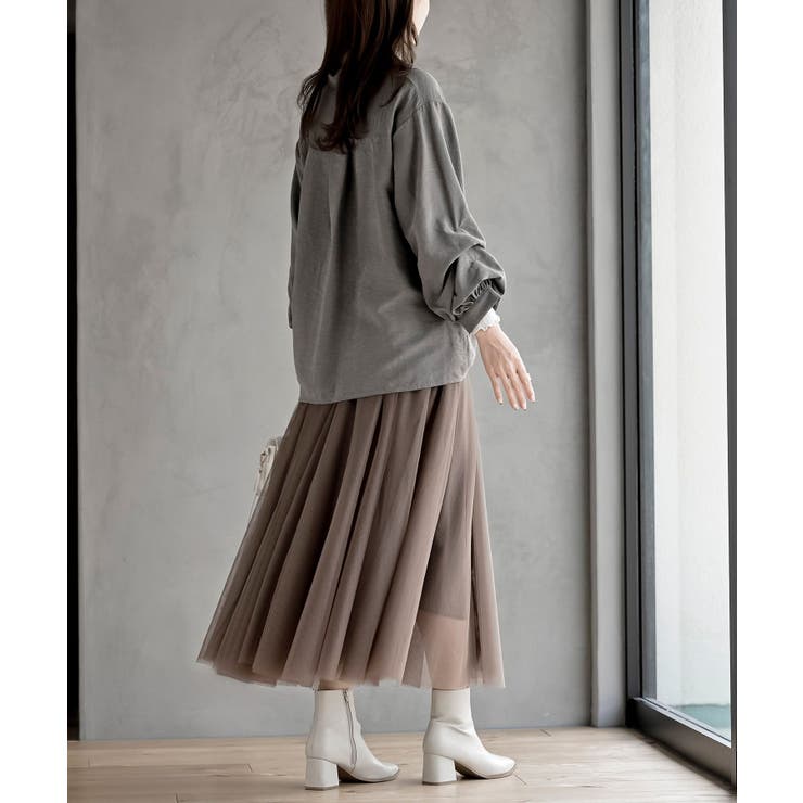 変形袖タックピーチ起毛スキッパーブラウス | rps | 詳細画像5 