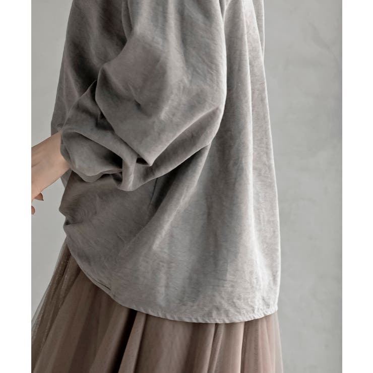 変形袖タックピーチ起毛スキッパーブラウス | rps | 詳細画像7 