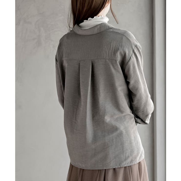 変形袖タックピーチ起毛スキッパーブラウス | rps | 詳細画像8 