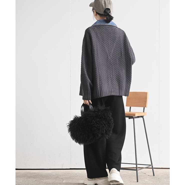 デニム切替ライダースニットジャケット | rps | 詳細画像13 