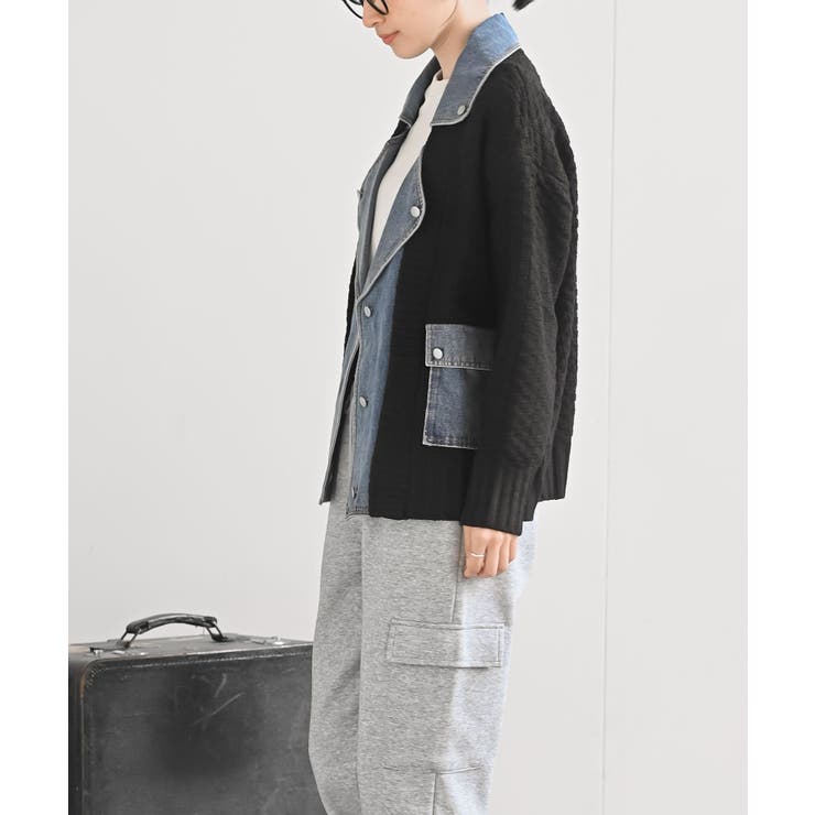 デニム切替ライダースニットジャケット | rps | 詳細画像20 