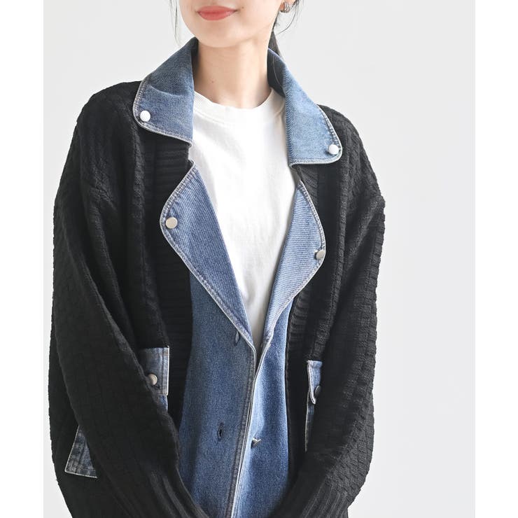 デニム切替ライダースニットジャケット | rps | 詳細画像23 