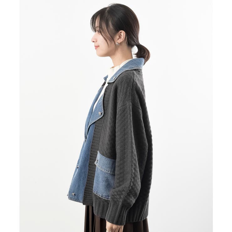 デニム切替ライダースニットジャケット | rps | 詳細画像27 
