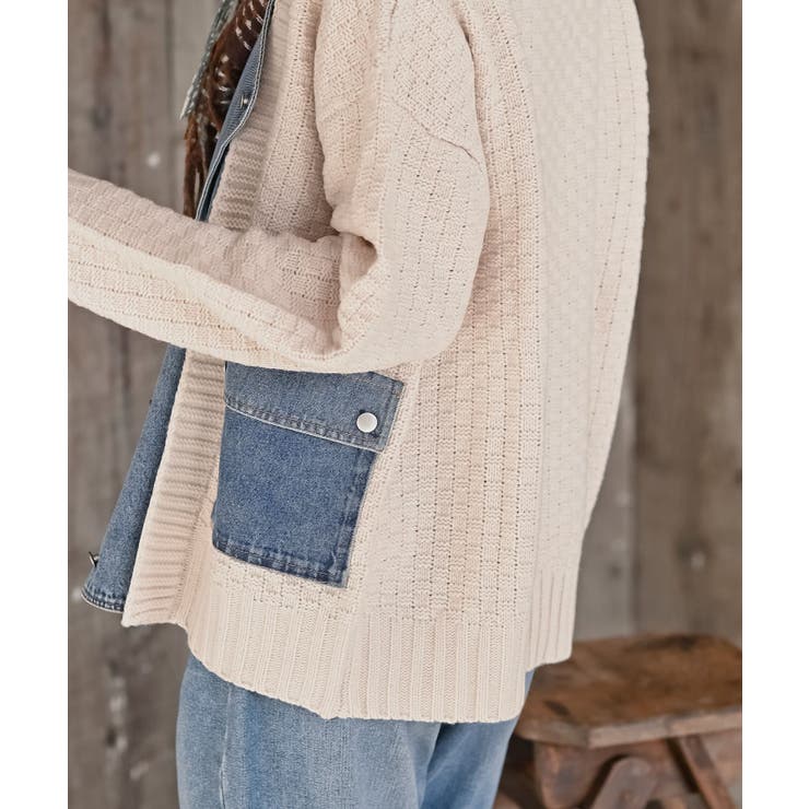 デニム切替ライダースニットジャケット | rps | 詳細画像9 