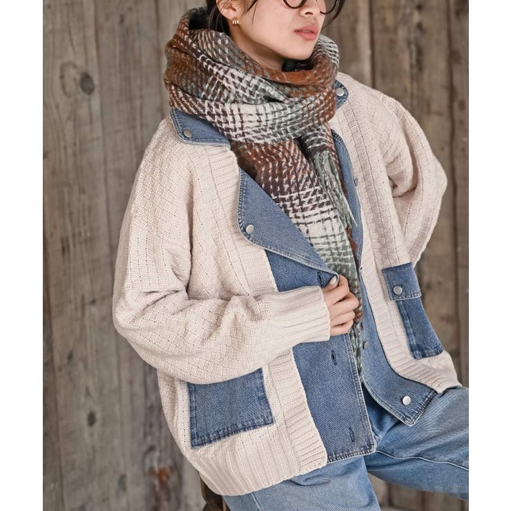 デニム切替ライダースニットジャケット[品番：RPSW0003284]｜rps