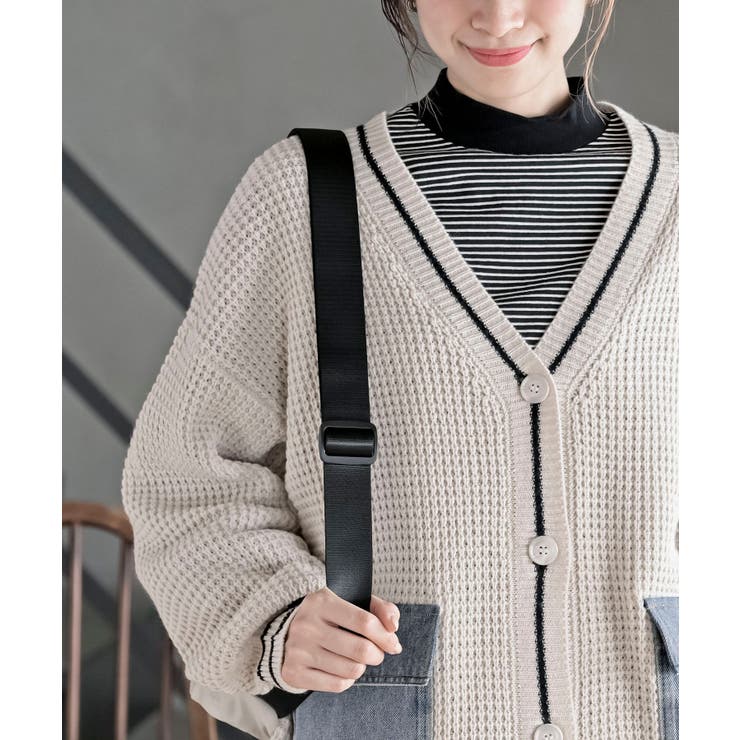 デニムポケットVネックニットカーディガン[品番：RPSW0004078]｜rps