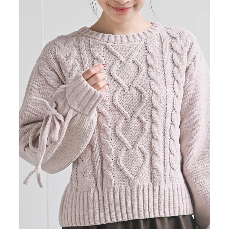 レースアップスリーブケーブルモールニットプルオーバー | rps | 詳細画像14 