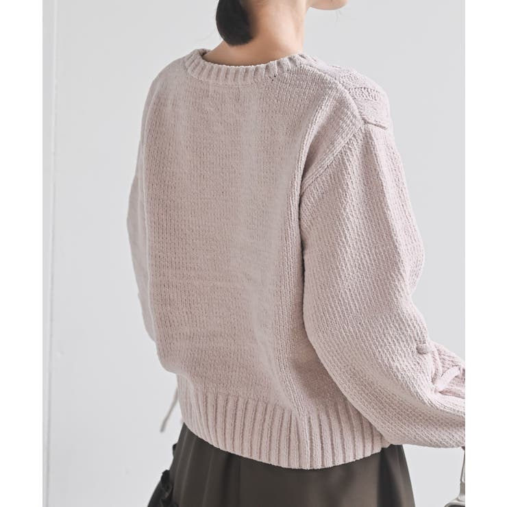 レースアップスリーブケーブルモールニットプルオーバー | rps | 詳細画像16 