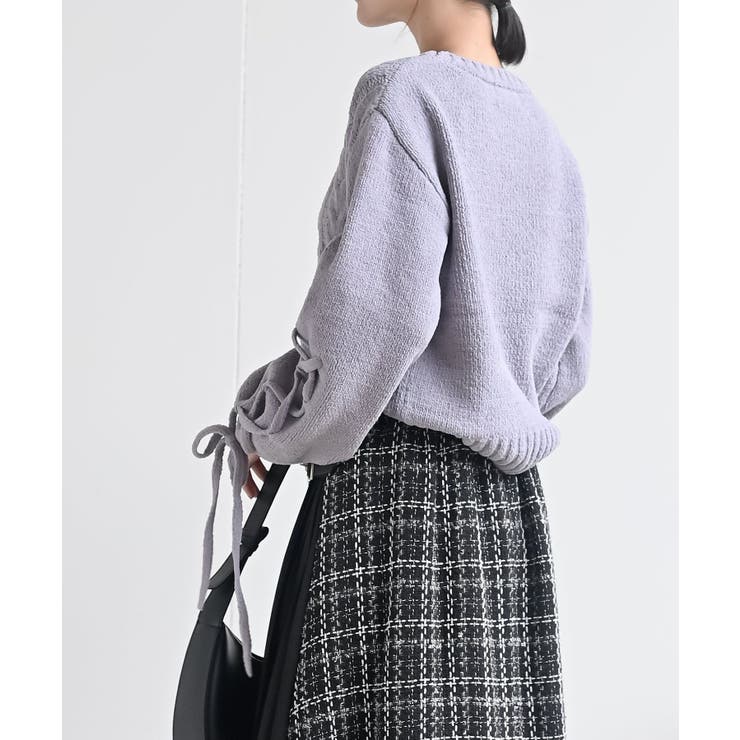レースアップスリーブケーブルモールニットプルオーバー | rps | 詳細画像19 