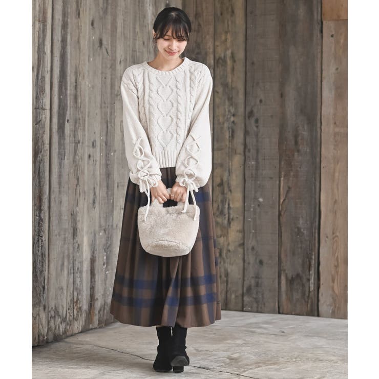 レースアップスリーブケーブルモールニットプルオーバー | rps | 詳細画像2 