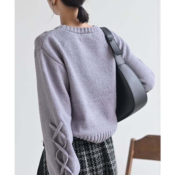 レースアップスリーブケーブルモールニットプルオーバー | rps | 詳細画像24 