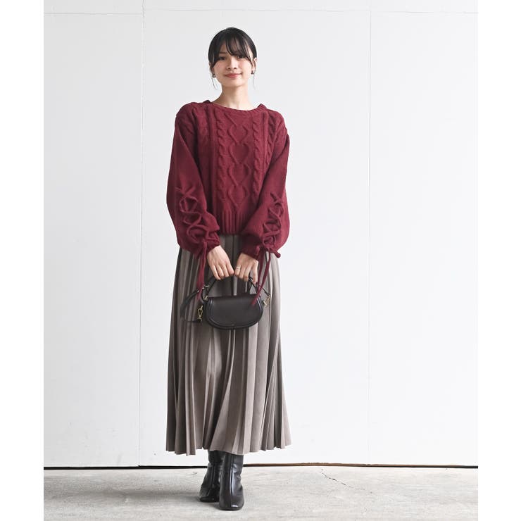 レースアップスリーブケーブルモールニットプルオーバー | rps | 詳細画像26 