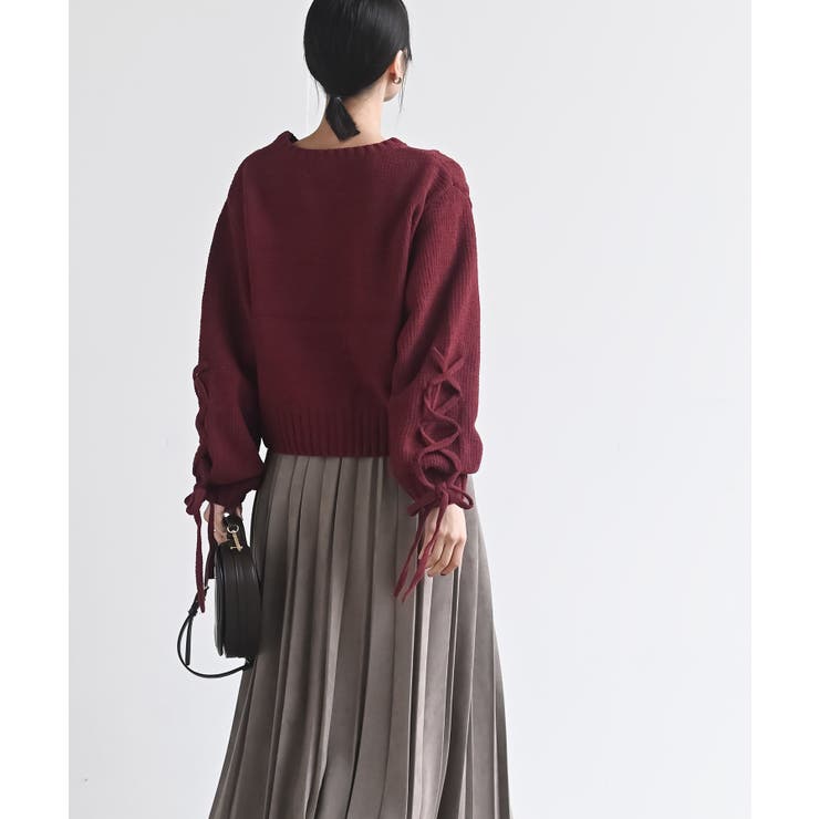 レースアップスリーブケーブルモールニットプルオーバー | rps | 詳細画像28 