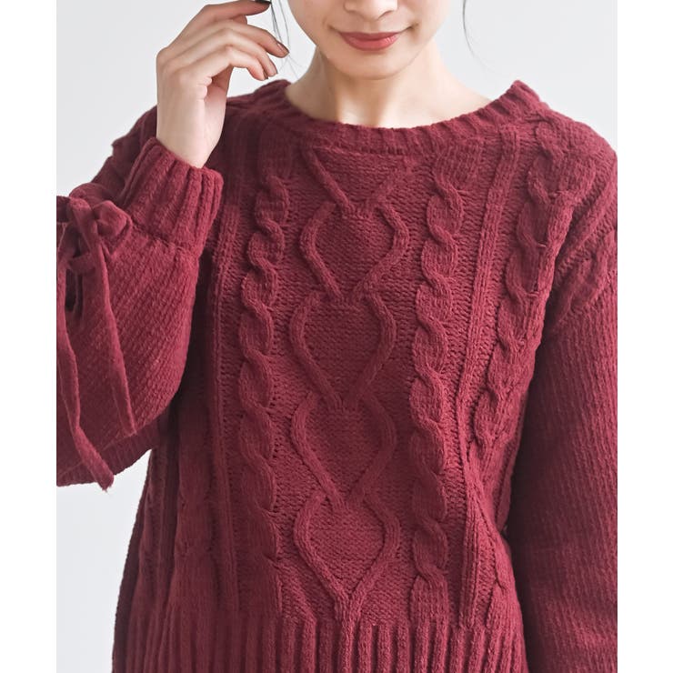 レースアップスリーブケーブルモールニットプルオーバー | rps | 詳細画像30 