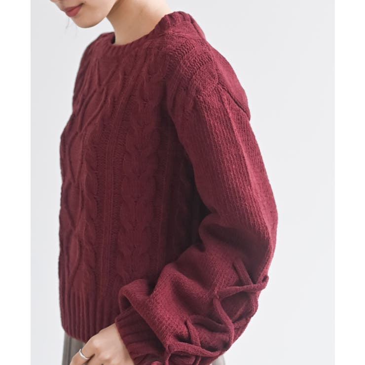 レースアップスリーブケーブルモールニットプルオーバー | rps | 詳細画像31 
