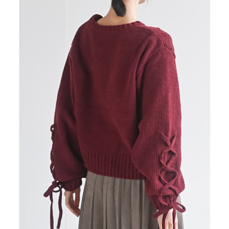 レースアップスリーブケーブルモールニットプルオーバー | rps | 詳細画像32 