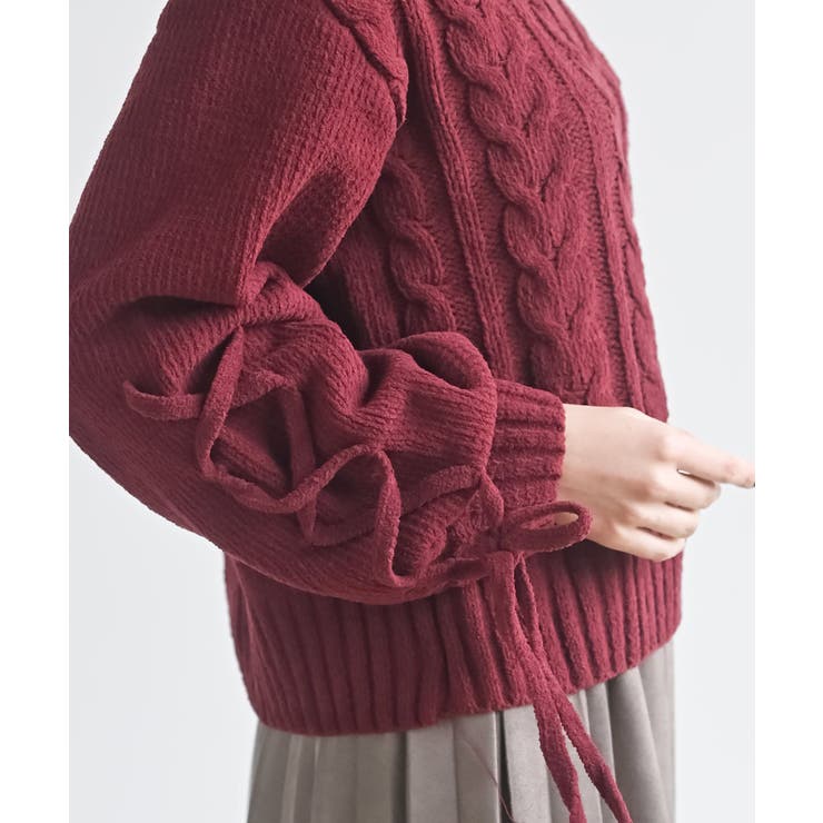 レースアップスリーブケーブルモールニットプルオーバー | rps | 詳細画像33 