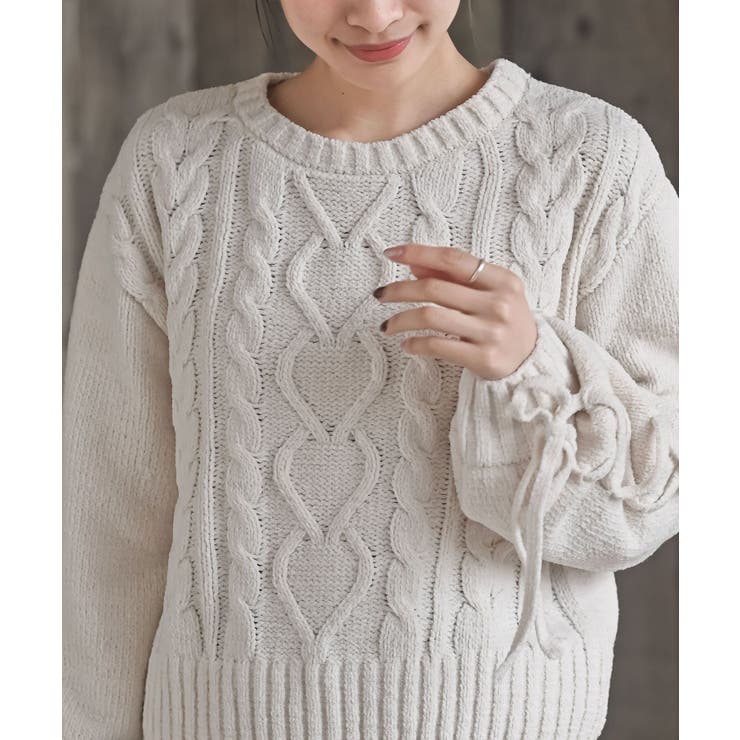 レースアップスリーブケーブルモールニットプルオーバー | rps | 詳細画像6 