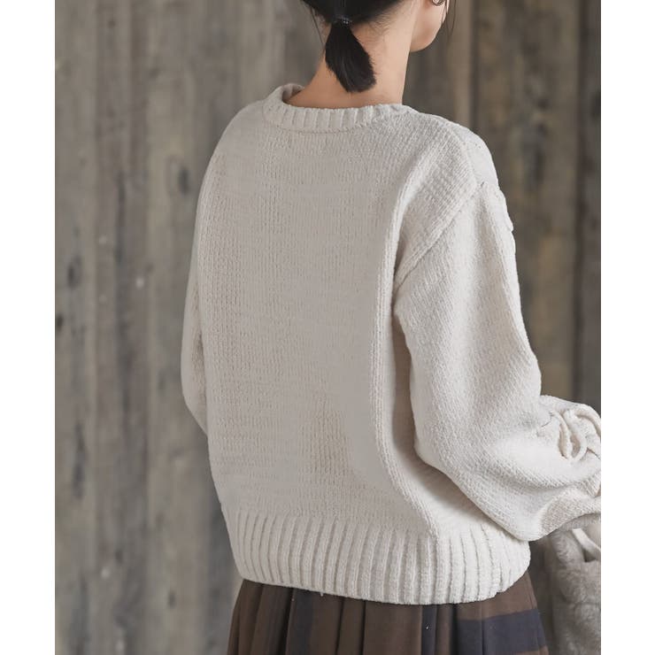 レースアップスリーブケーブルモールニットプルオーバー | rps | 詳細画像8 