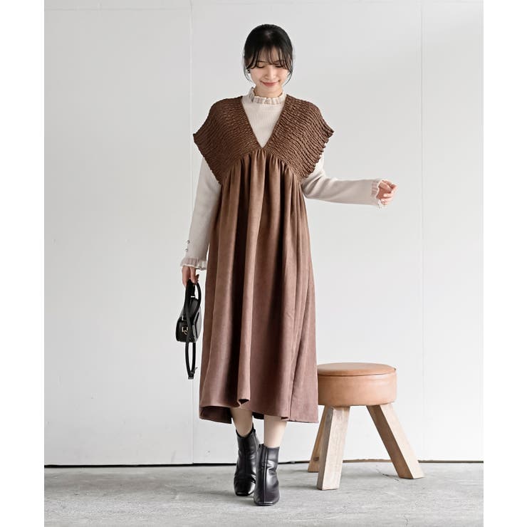 Ｖネックシャーリングワンピース | rps | 詳細画像19 