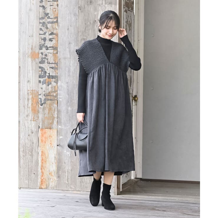 Ｖネックシャーリングワンピース | rps | 詳細画像2 