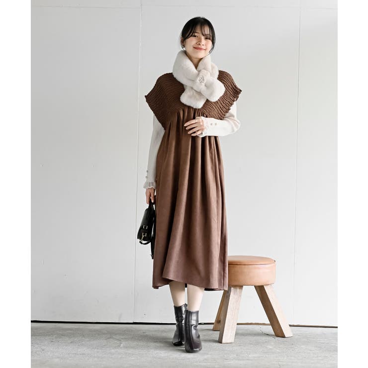 Ｖネックシャーリングワンピース | rps | 詳細画像28 