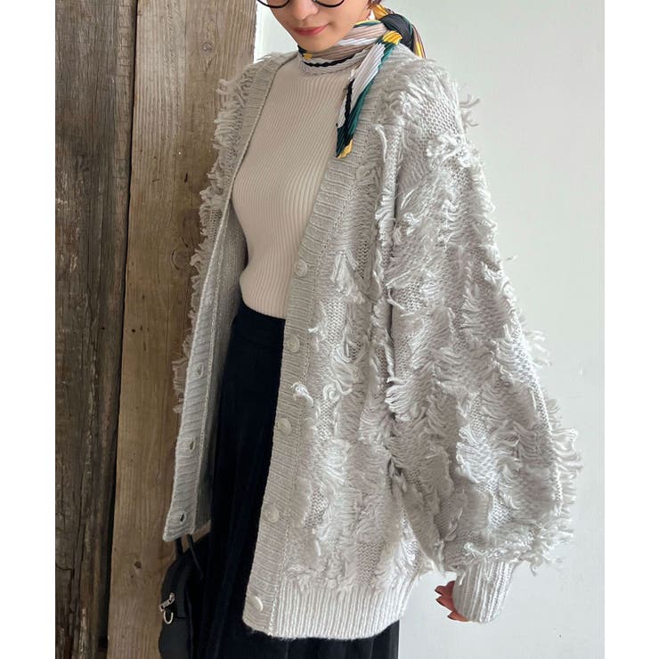 ラメフリンジワイドニットカーディガン[品番：RPSW0003356]｜rps  