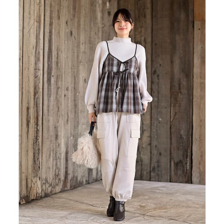 フロントリボン起毛チェックキャミソール | rps | 詳細画像10 