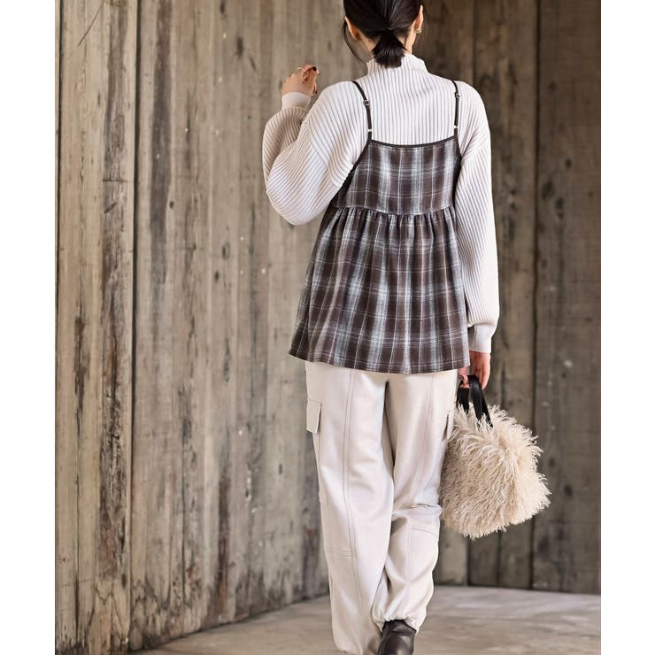 フロントリボン起毛チェックキャミソール | rps | 詳細画像12 