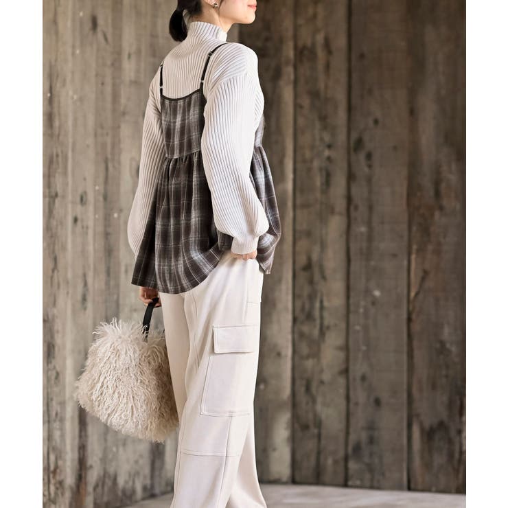 フロントリボン起毛チェックキャミソール | rps | 詳細画像13 