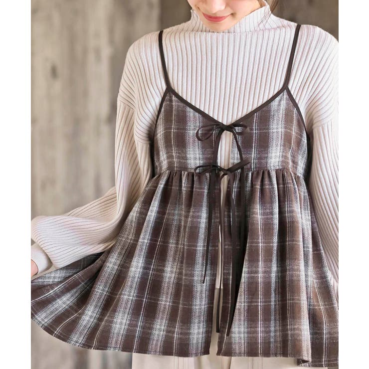 フロントリボン起毛チェックキャミソール | rps | 詳細画像14 