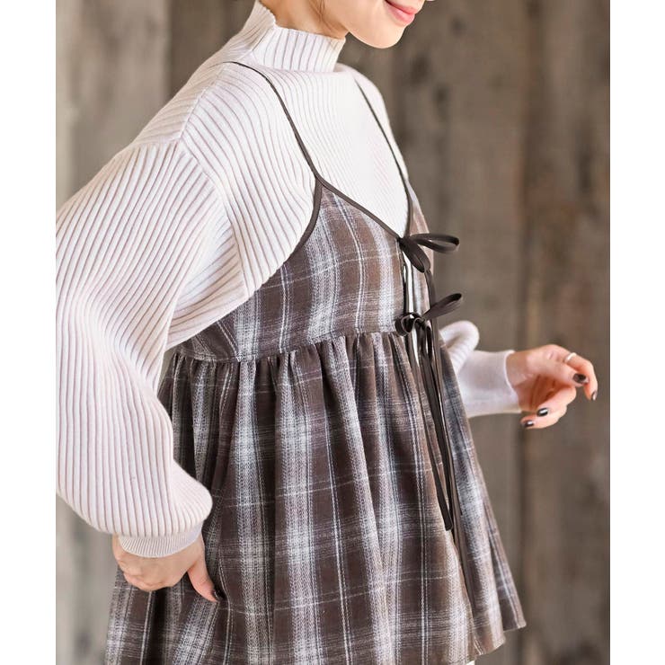 フロントリボン起毛チェックキャミソール | rps | 詳細画像15 