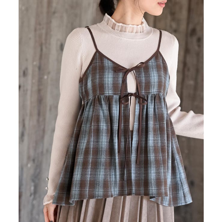 フロントリボン起毛チェックキャミソール | rps | 詳細画像22 