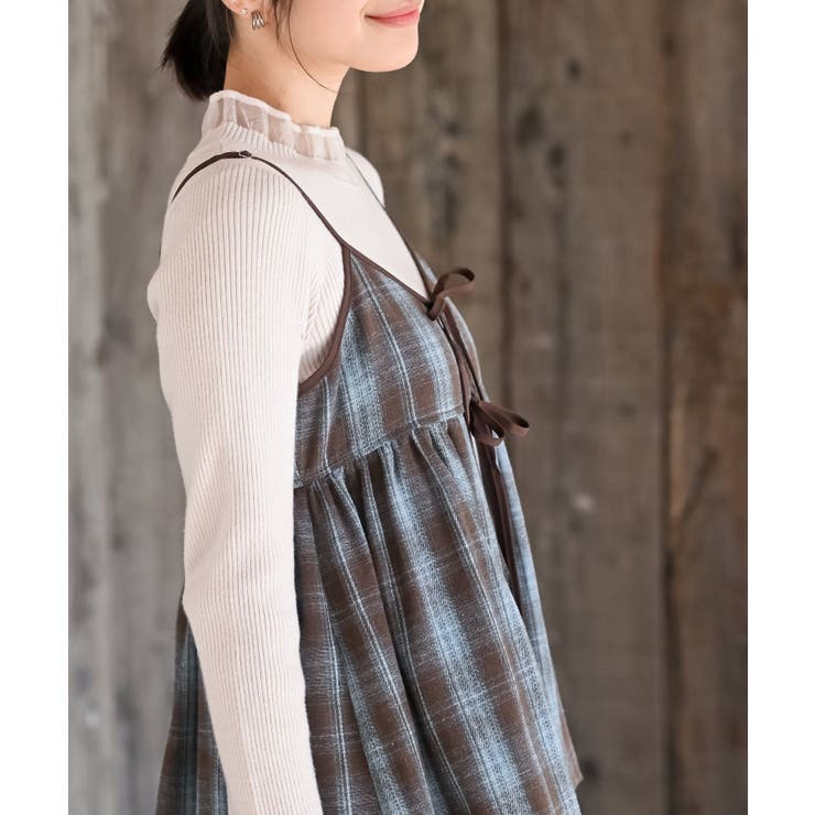 フロントリボン起毛チェックキャミソール | rps | 詳細画像23 