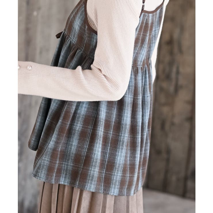 フロントリボン起毛チェックキャミソール | rps | 詳細画像25 