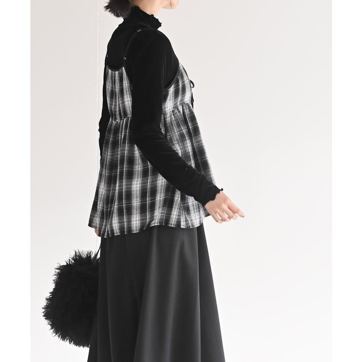 フロントリボン起毛チェックキャミソール | rps | 詳細画像3 