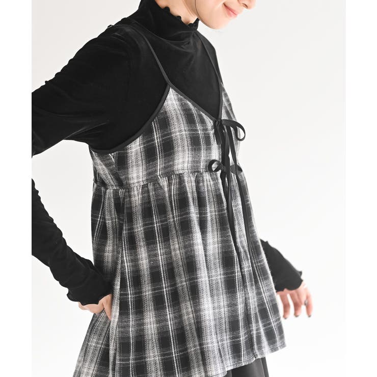 フロントリボン起毛チェックキャミソール | rps | 詳細画像7 