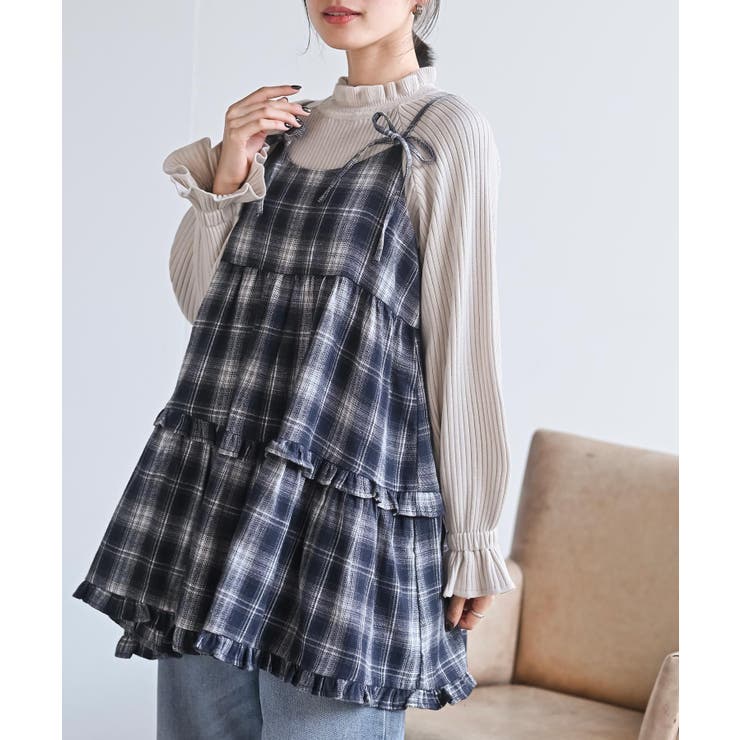 起毛チェックティアードキャミチュニック | rps | 詳細画像1 