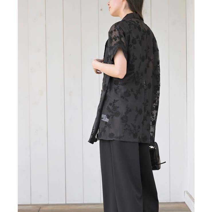 シアー総刺繍ハーフスリーブテーラードジャケット | rps | 詳細画像11 
