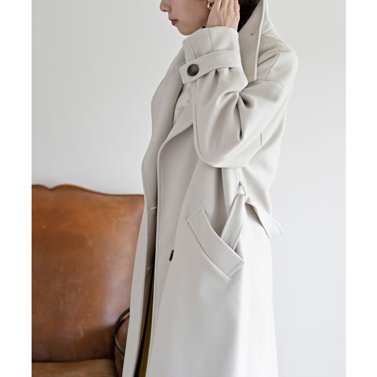 2wayニットモッサスタンドカラーロングコート[品番：RPSW0002968