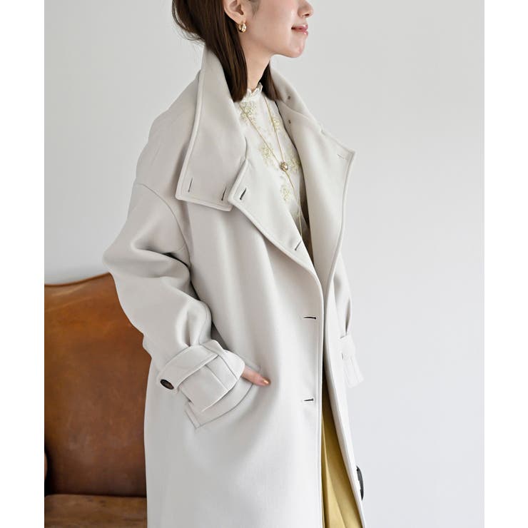 2wayニットモッサスタンドカラーロングコート[品番：RPSW0002968