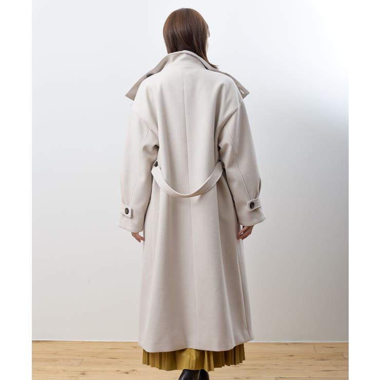 2wayニットモッサスタンドカラーロングコート[品番：RPSW0002968