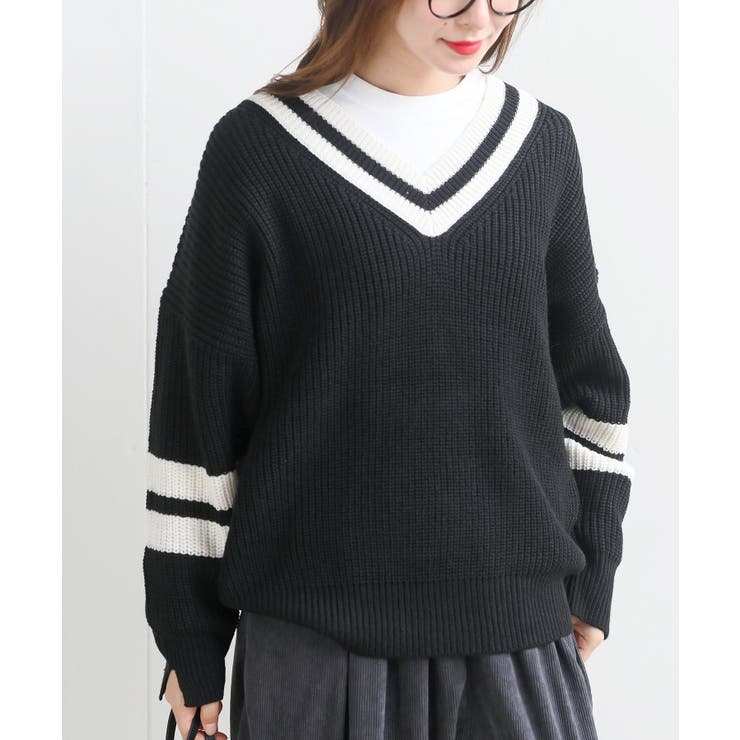 【素敵★】Spick＆Span  ケーブルVプルオーバー　チルデンニット チルデンニットVネックプルオーバー≪手洗い可能≫ | VICKY（Women
