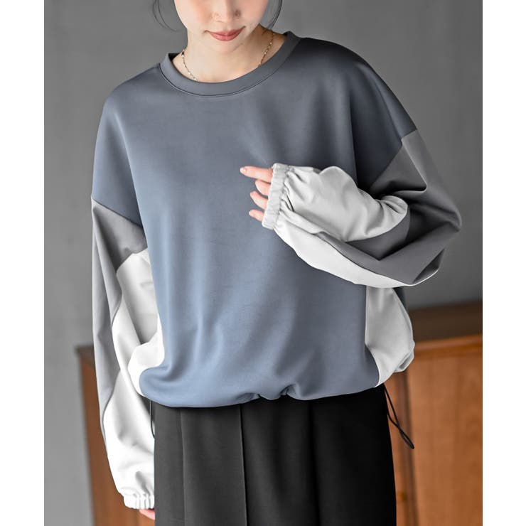 CHACグレー | 配色裾ドロストプルオーバー | rps