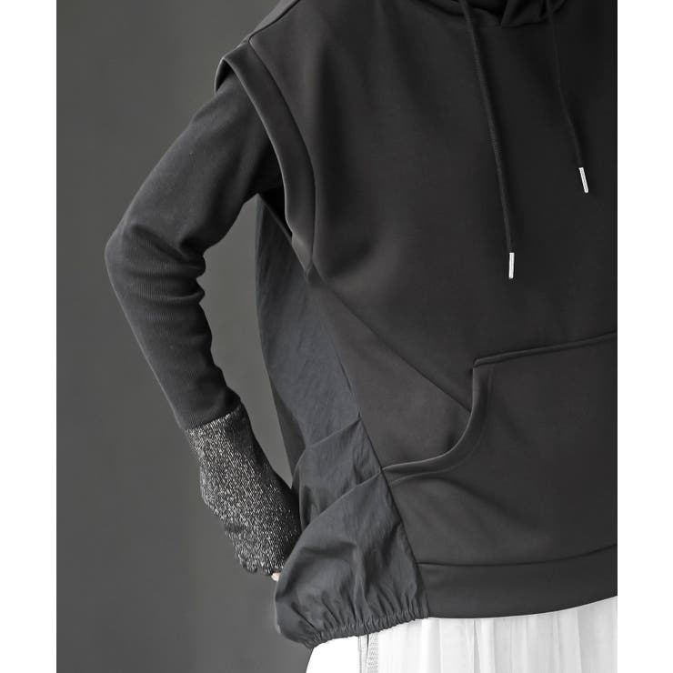 異素材切替タックギャザーフード付きベスト | rps | 詳細画像14 